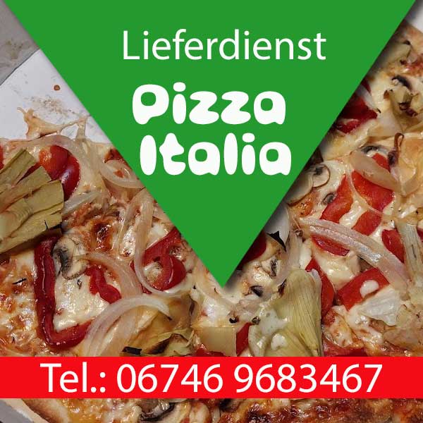 Lieferservice Pizza Italia – frisch gebackene Pizza mit Gemüsebelag.